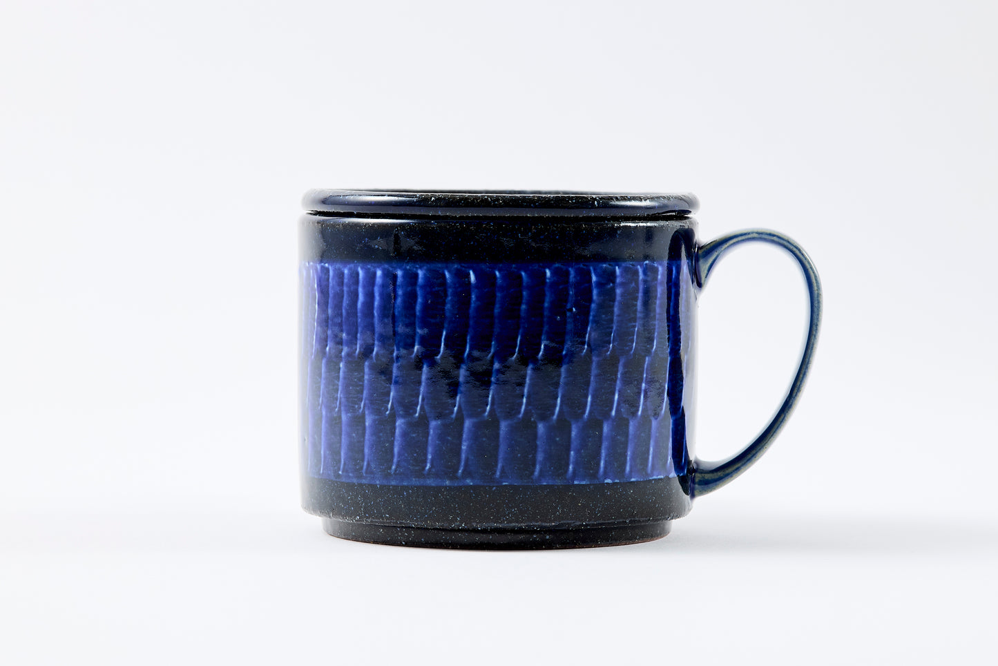 FD Blue Glaze Brush Stroke Lidded Mug Hasami Porcelain