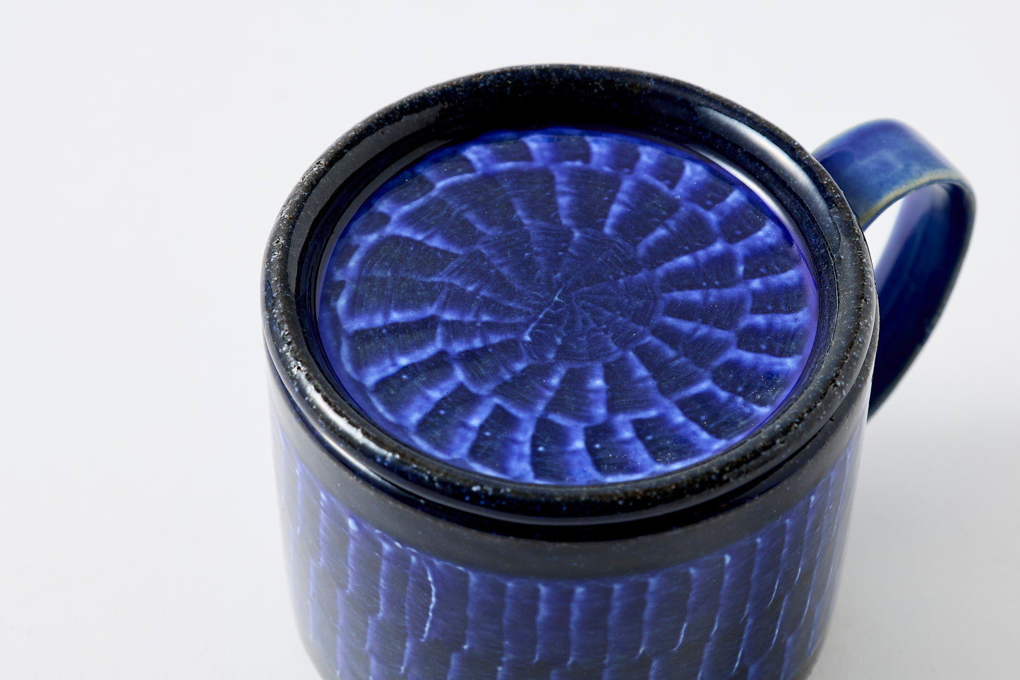 FD Blue Glaze Brush Stroke Lidded Mug Hasami Porcelain
