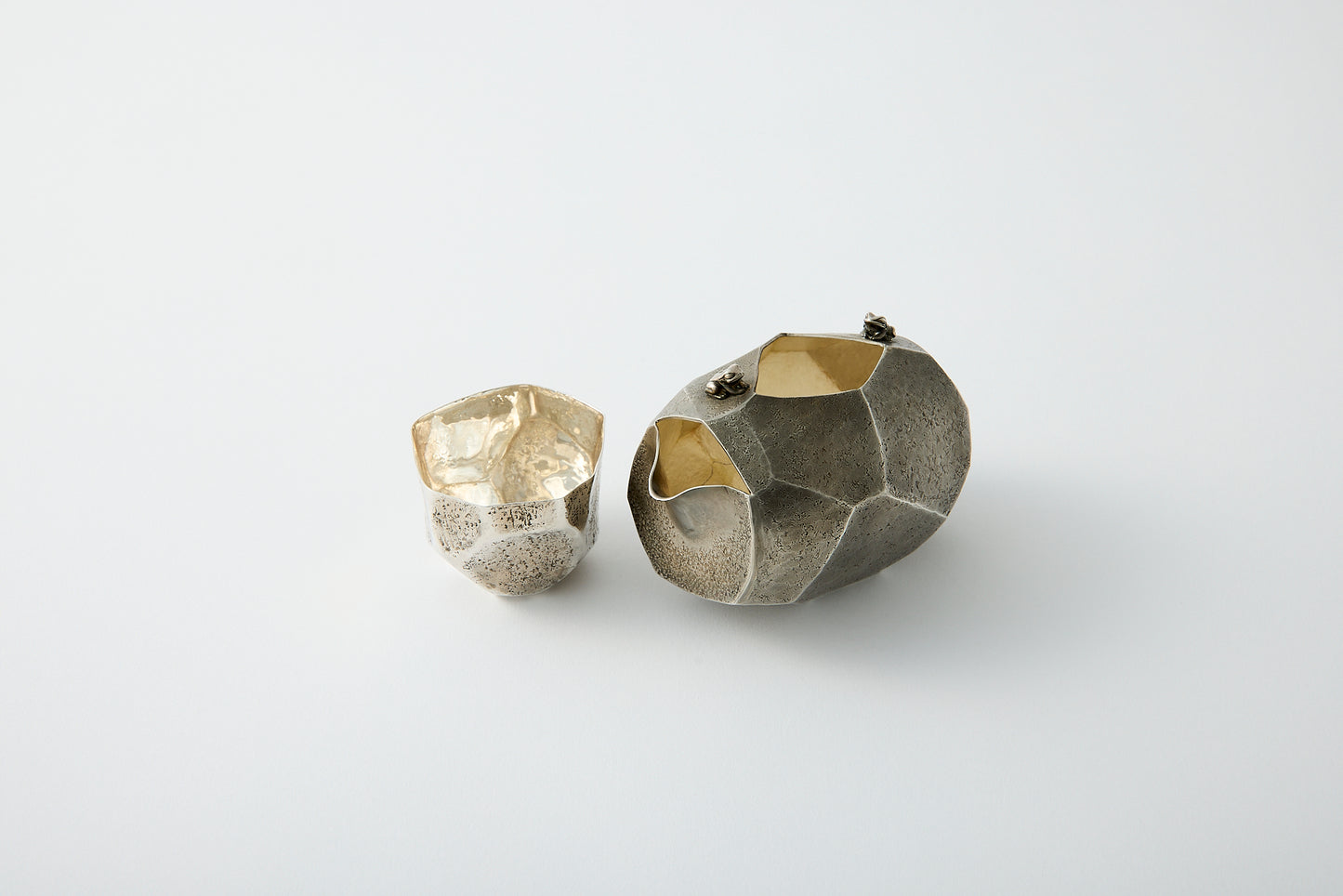 Pure Silver/Gold Bamboo-Shaped Sake Pitcher and Cup Set