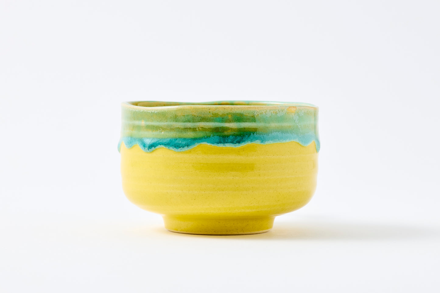 FD FD Yellow Glaze with Edge Drip Nodate Matcha Bowl Hasami Porcelain