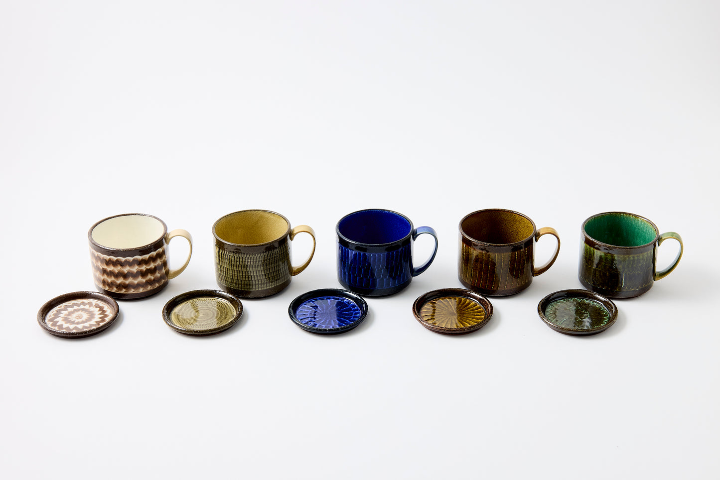 FD Green Glaze Bold Double Brush Stroke Lidded Mug Hasami Porcelain