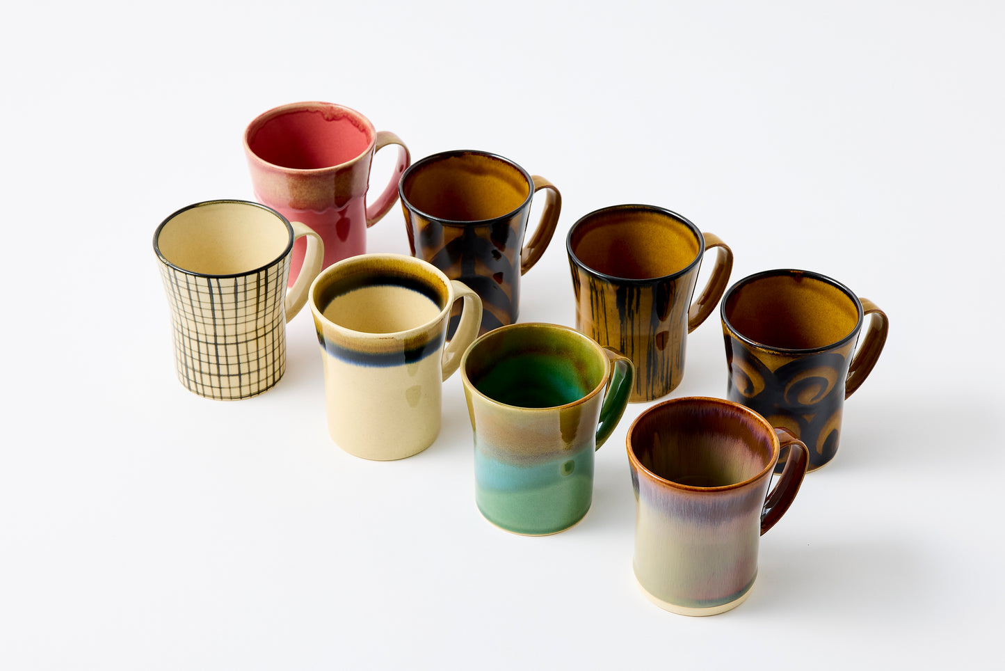 FD Arrow Feather Motif Amber Glaze Mug Hasami Porcelain