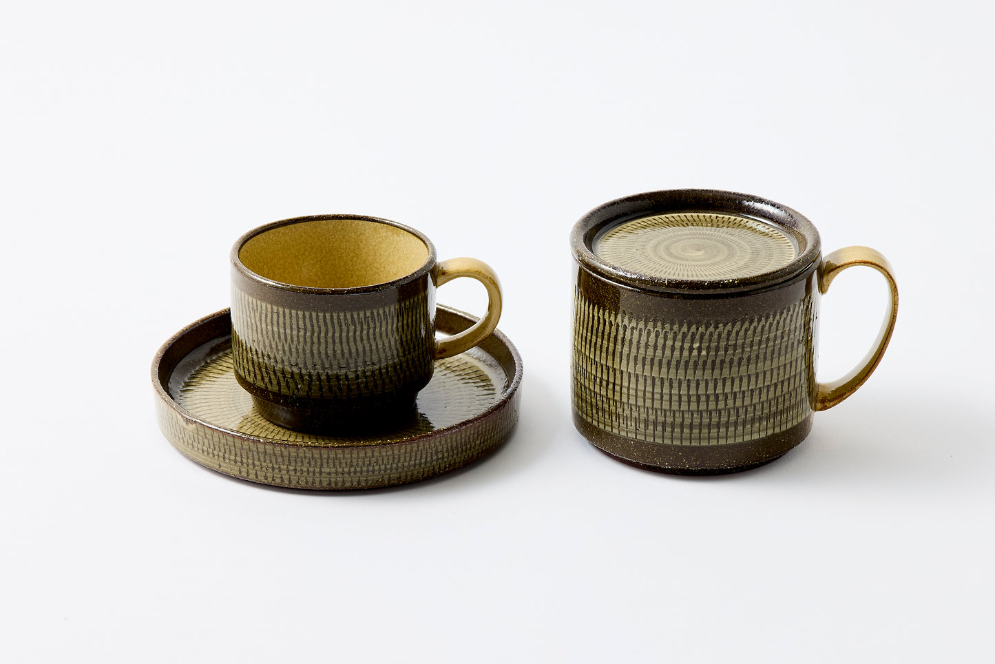 FD Yellow Glaze Tobikanna Coffee Cup & Saucer Hasami Porcelain