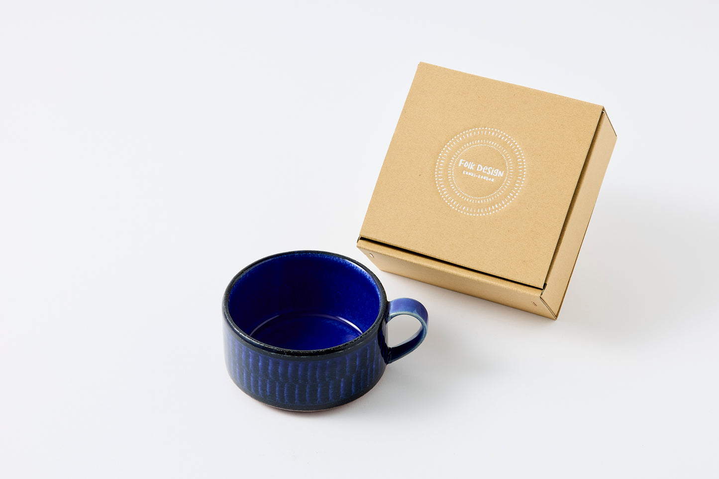 FD Blue Glaze Brush Soup Mug Hasami Porcelain
