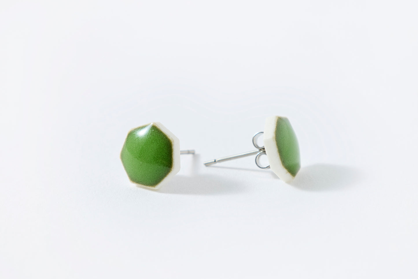 Sprout Green Heptagon Earrings