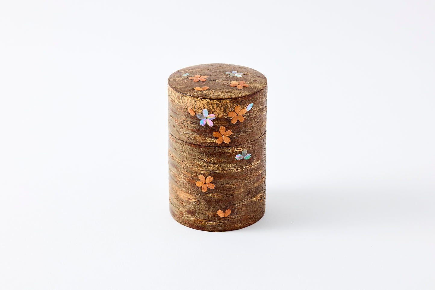 Tea Canister Full Cherry Bark Frosted (Large) – Shell-Inlaid Scattered Petals