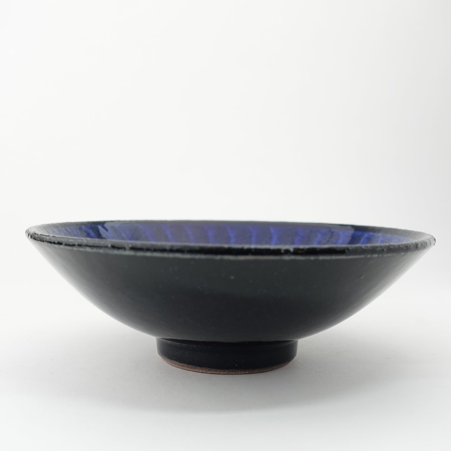 FD Blue Glaze Brush Stroke Mehagi 5.5-inch Flat Bowl Hasami Porcelain