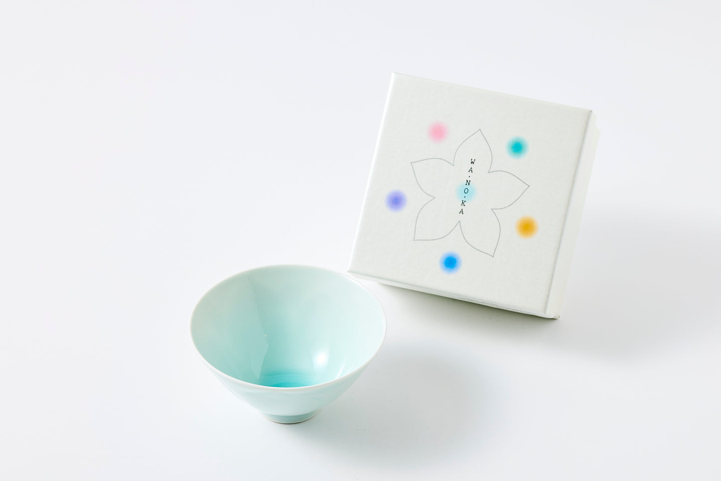 WANOKA Flower-Shaped Rice Bowl Celadon Arita Porcelain
