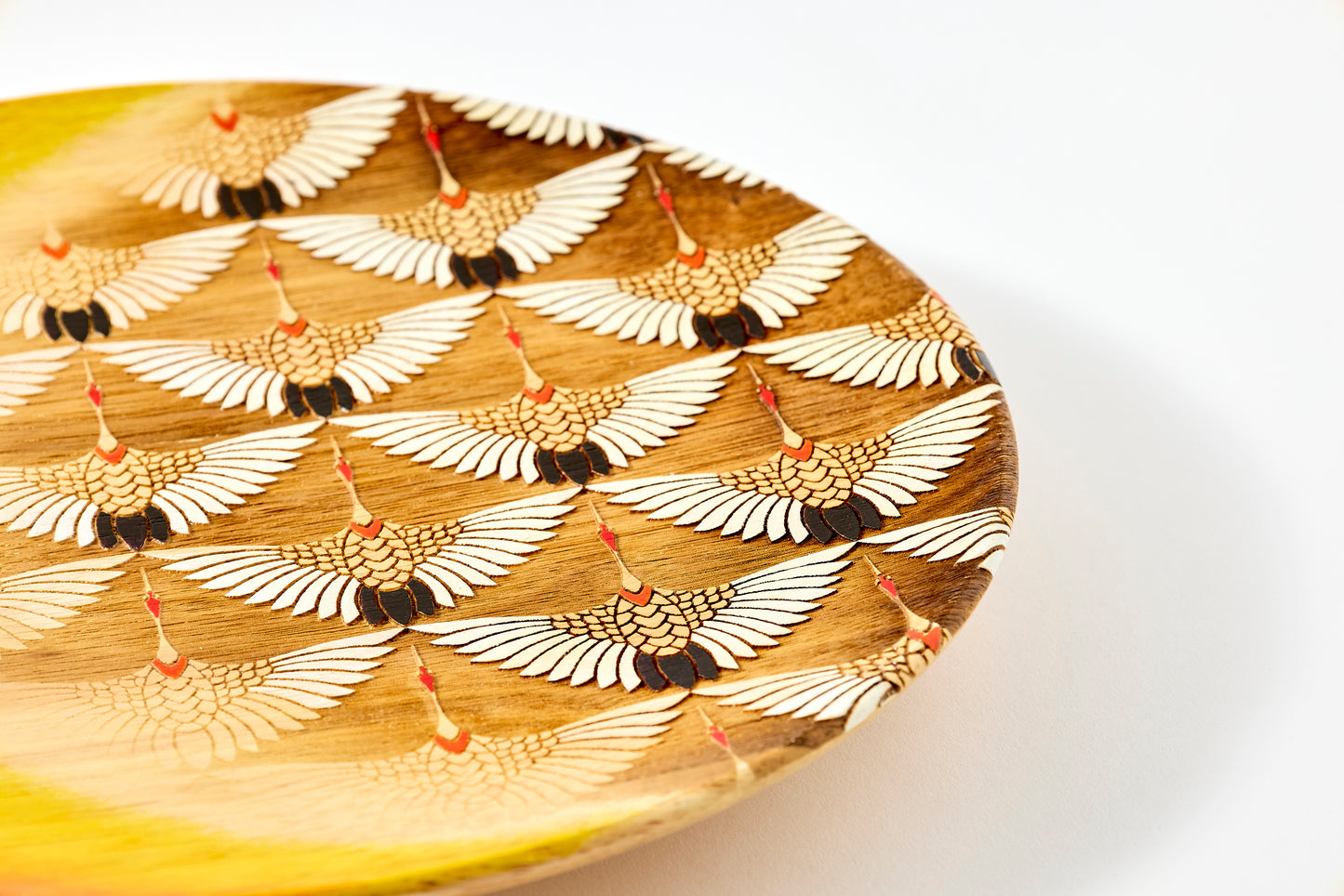 Decorative Plate – Flock of Cranes beneath a Crescent Moon