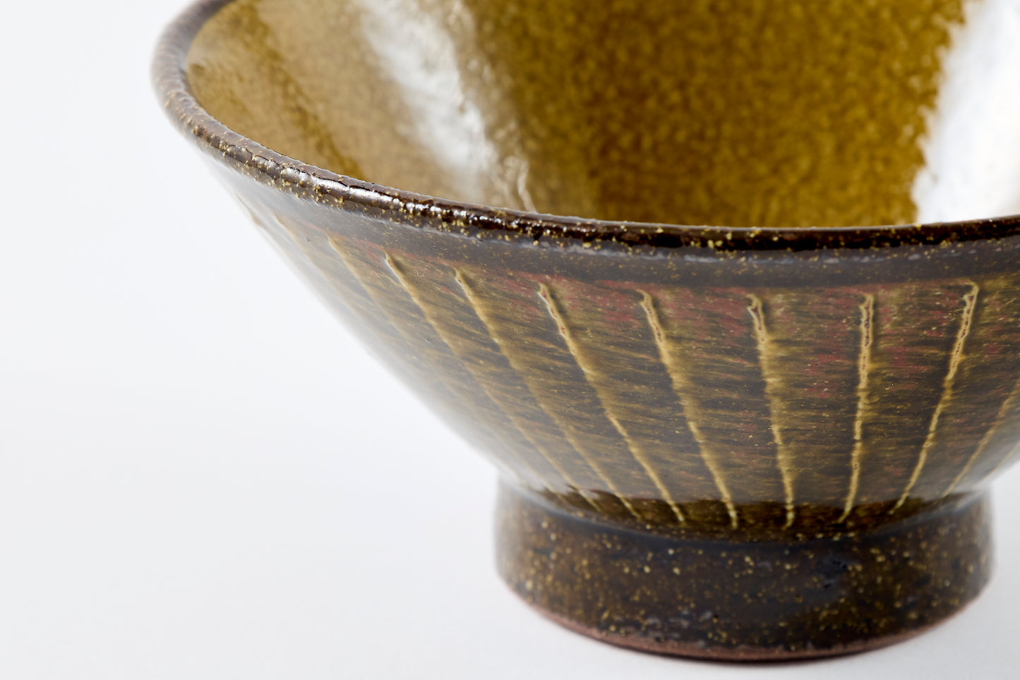 FD Amber Glaze Brush Stroke Rice Bowl Hasami Porcelain