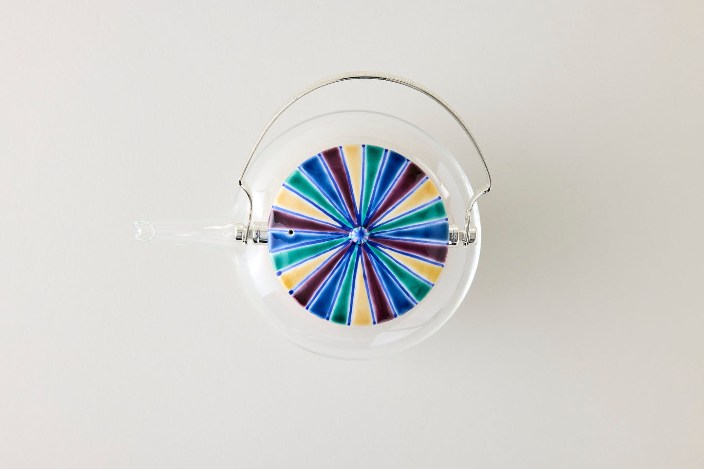 Kutani Glass Teapot - Iroe Tokusa Motif Blue