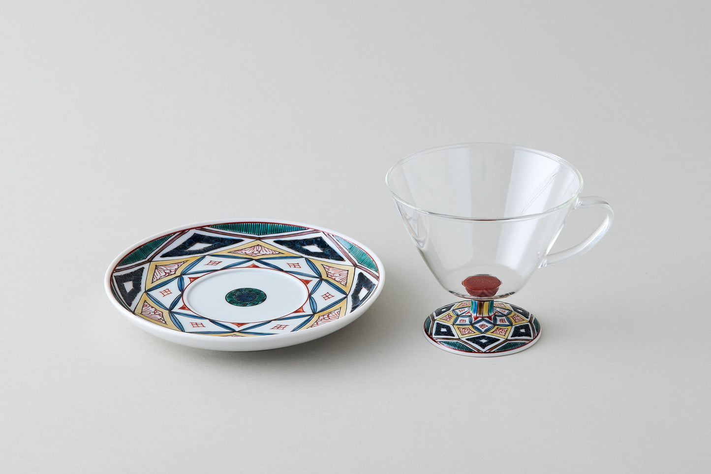 Coffee Cup & Saucer - Ko-Kutani Diamond Motif
