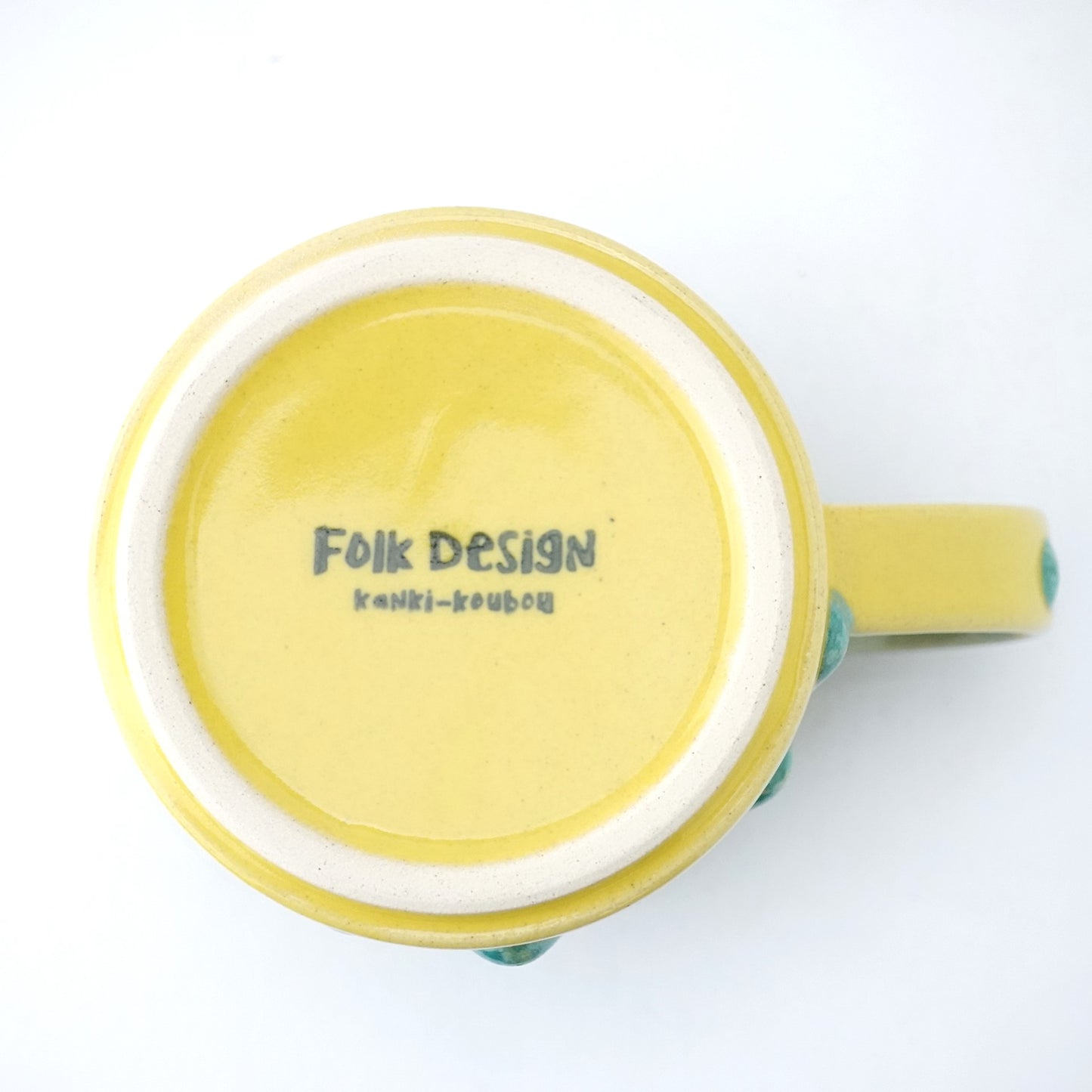 FD Green Rim Drip on Yellow Tall Mug Hasami Porcelain