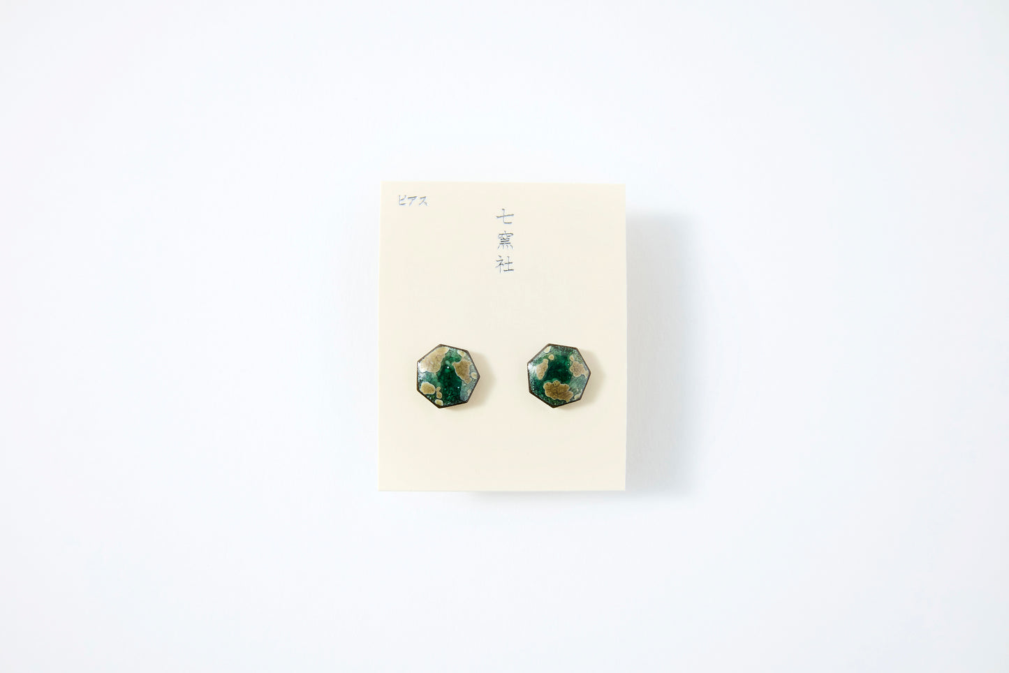 Green Moon Heptagon Earrings