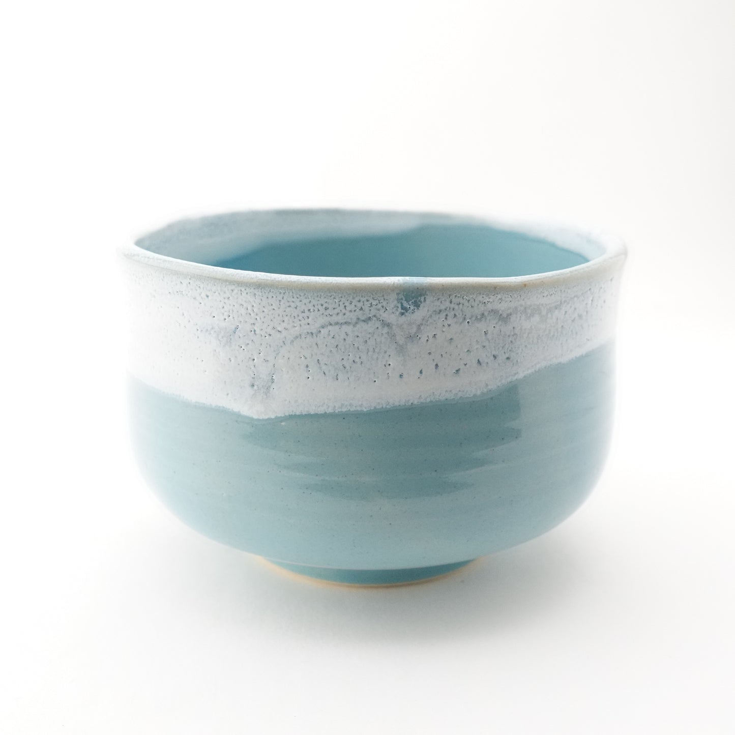 FD Blue Glaze and White Karatsu Drip Nodate Matcha Bowl Hasami Porcelain