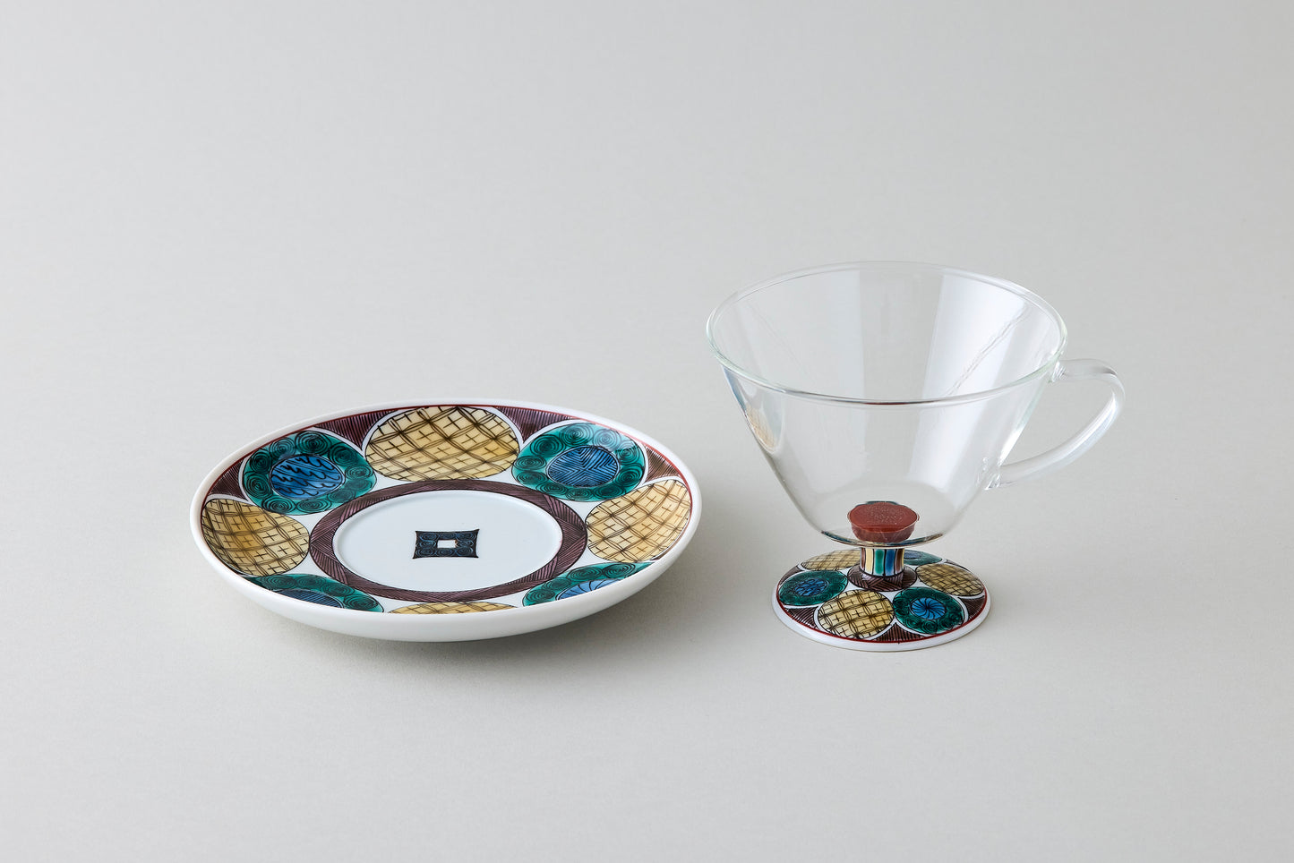 Coffee Cup & Saucer - Ko Kutani Circle Motif