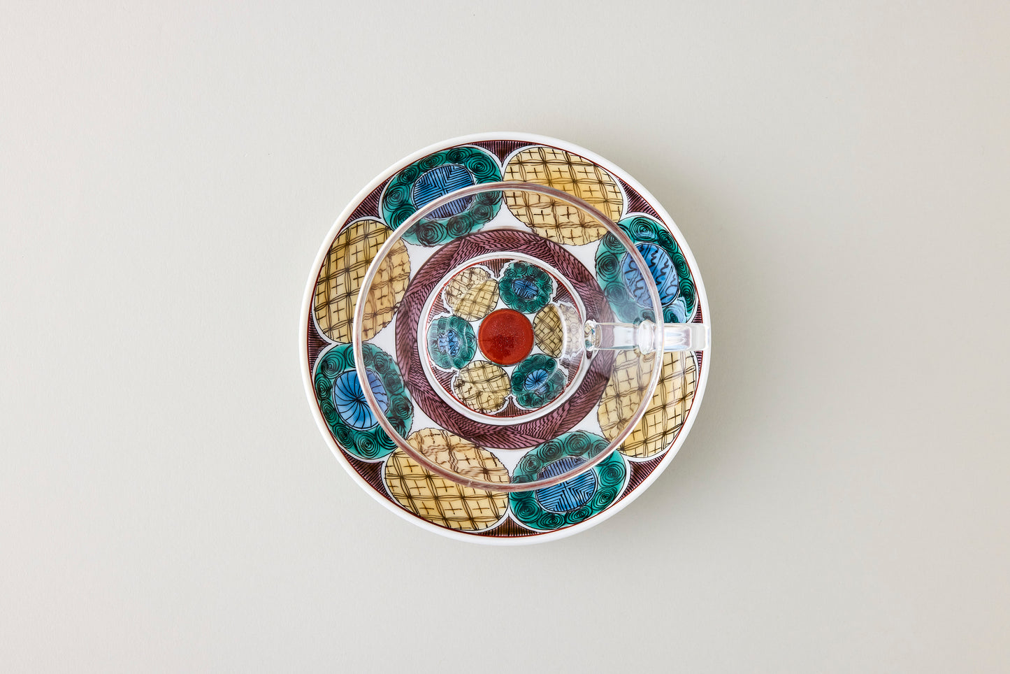 Coffee Cup & Saucer - Ko Kutani Circle Motif