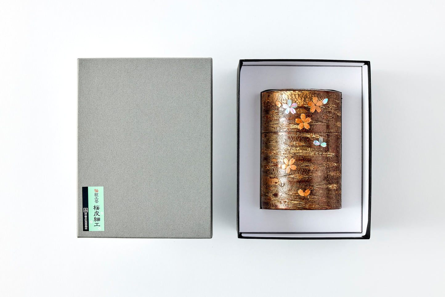 Tea Canister Full Cherry Bark Frosted (Large) – Shell-Inlaid Scattered Petals