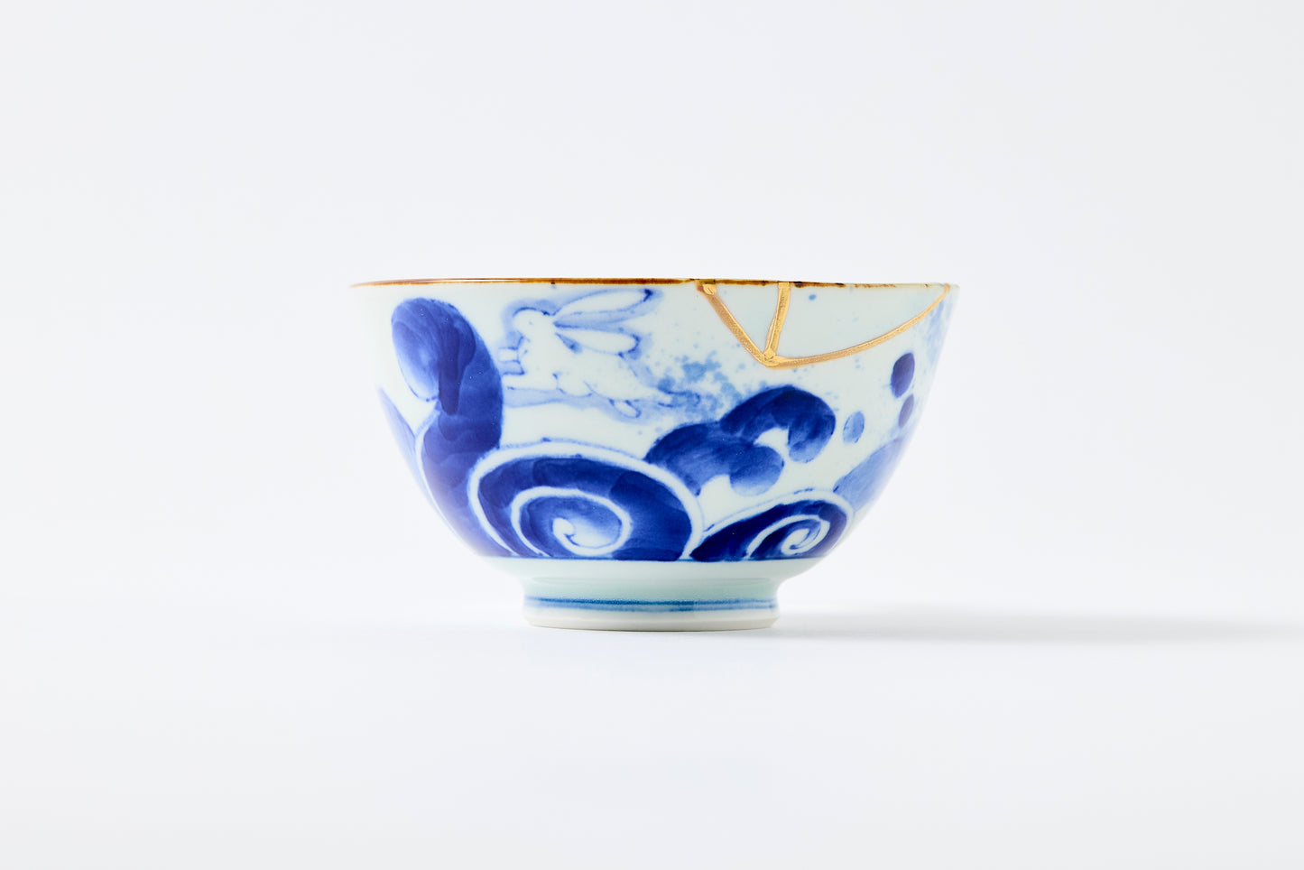 Gold Line Kosome Rabbit Rice Bowl Imari Porcelain