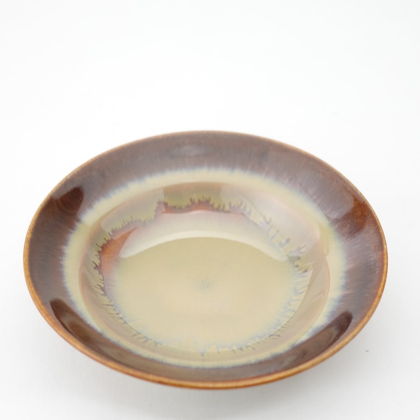 FD Rust Rim and Amber Glaze Sencha Teacup & Saucer Hasami Porcelain