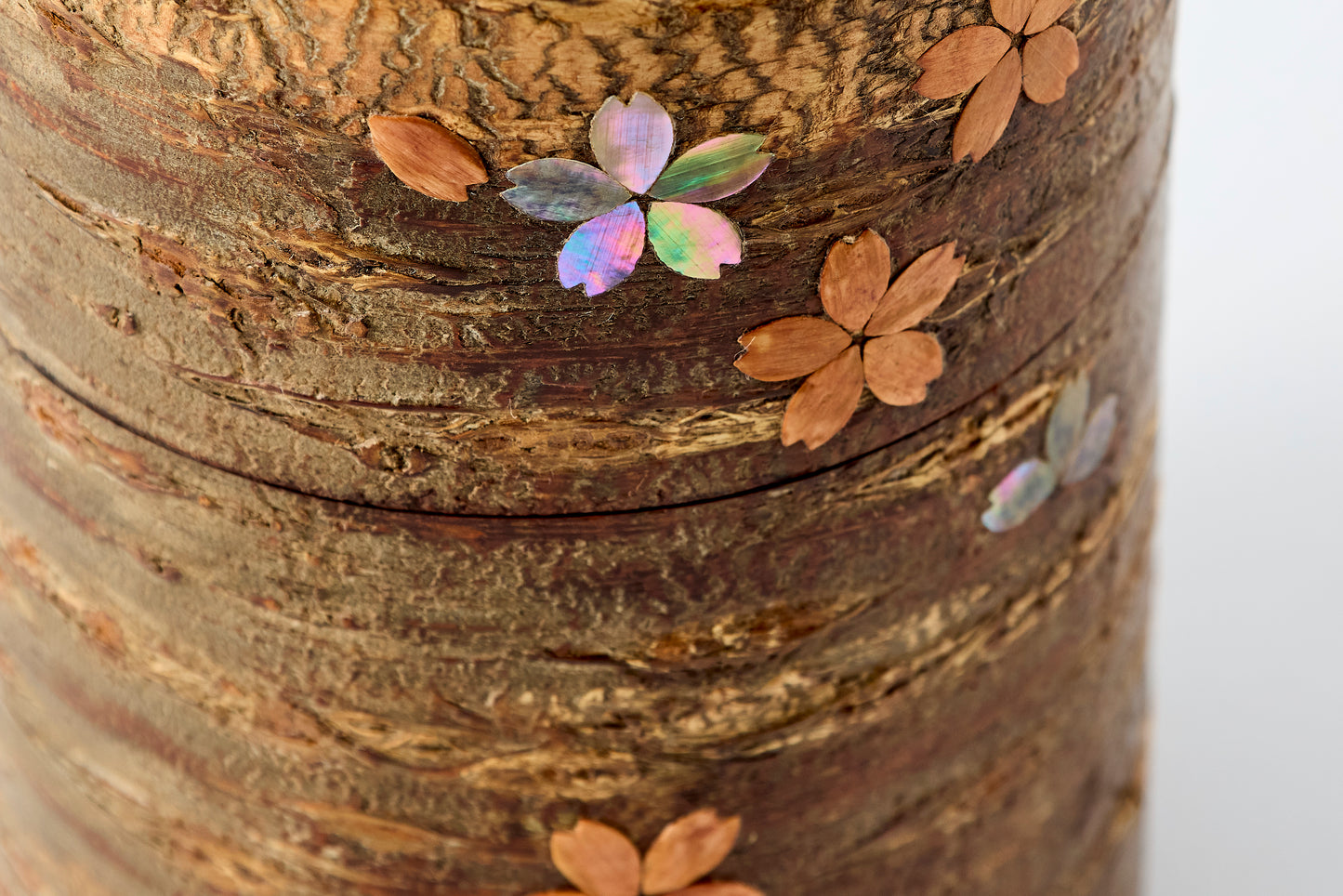 Tea Canister Full Cherry Bark Frosted (Large) – Shell-Inlaid Scattered Petals