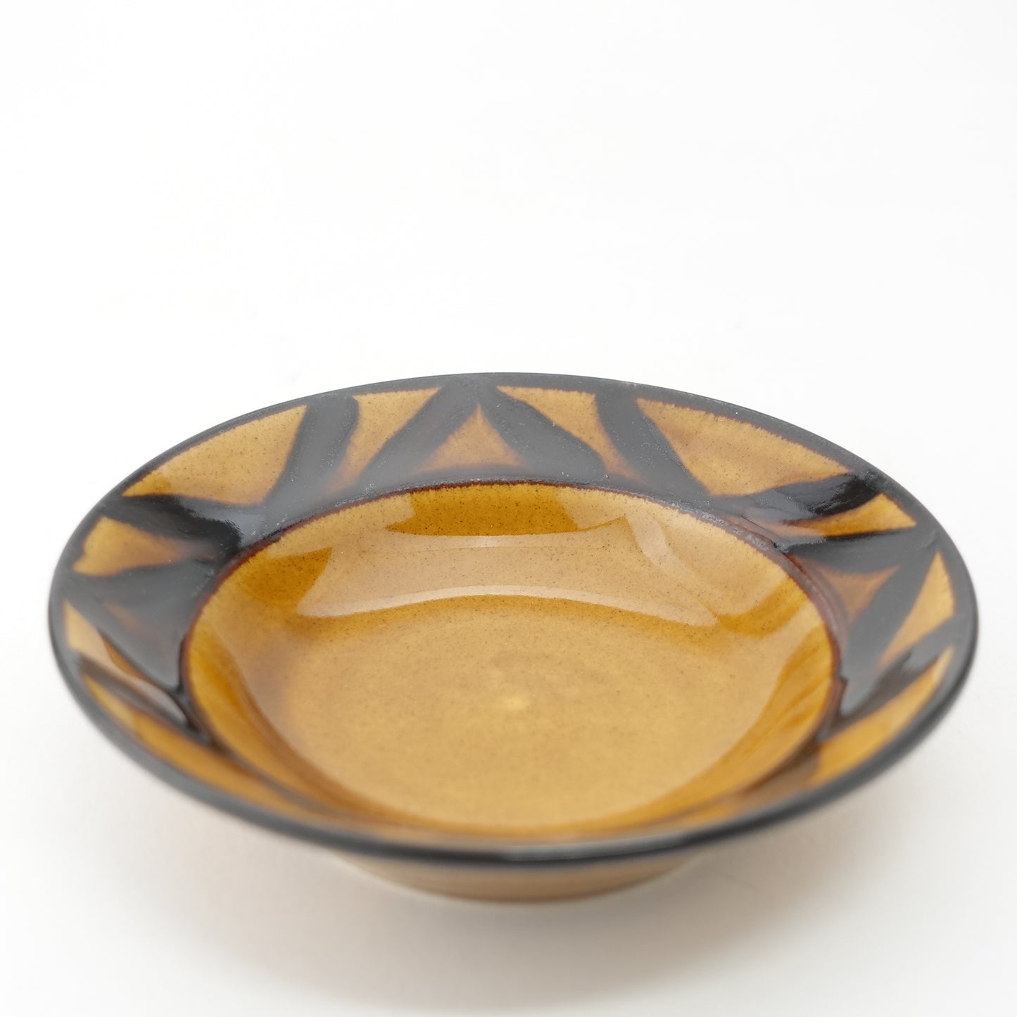 Arrow Feather Motif Amber Glaze Cup & Saucer Hasami Porcelain