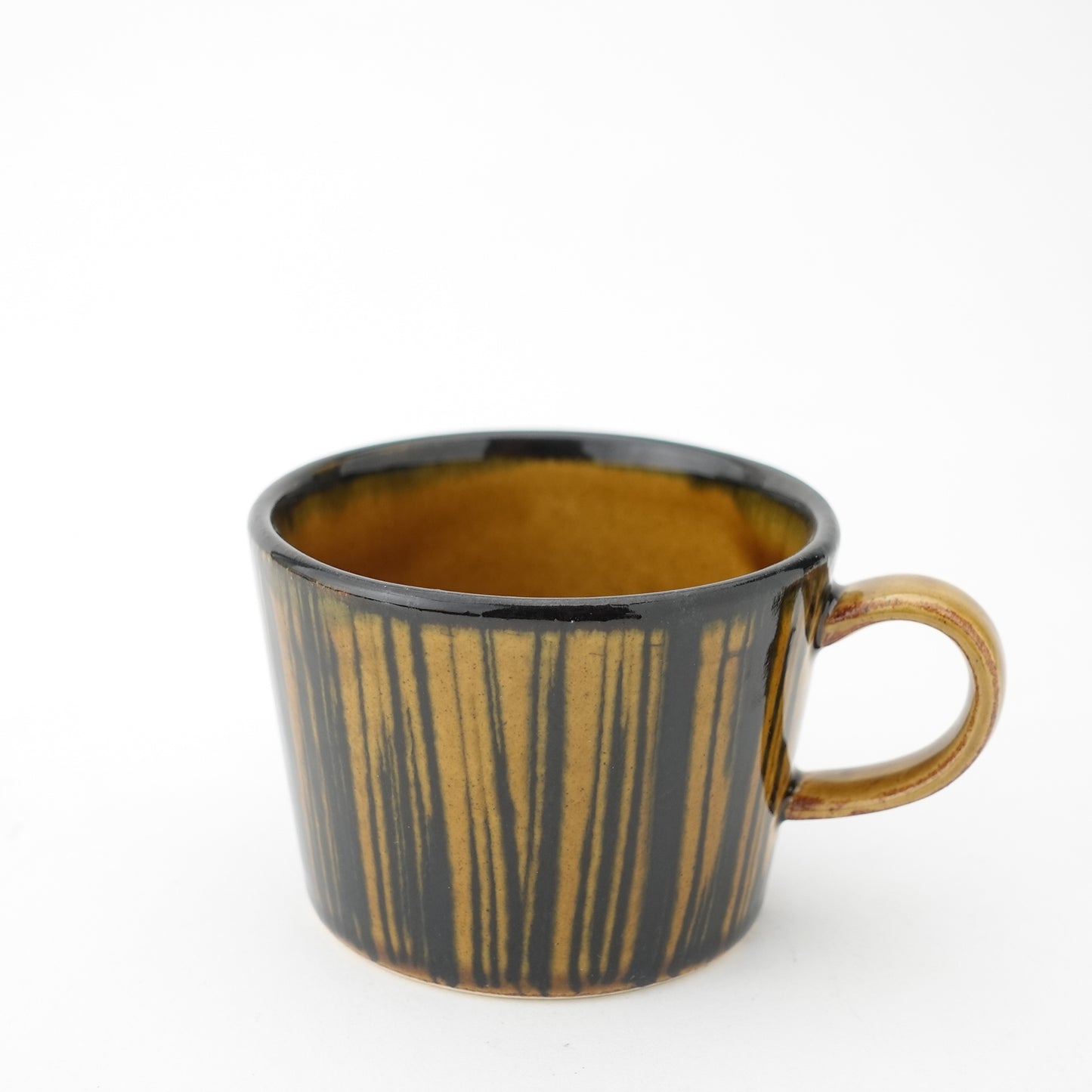 Striped Amber Glaze Cup & Saucer Hasami Porcelain