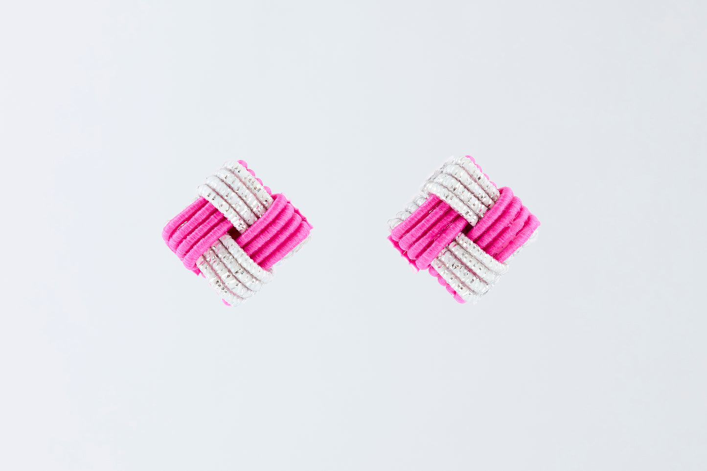 Ichimatsu | Non-Pierced Earrings (Resin) - Rhododendron & Silver