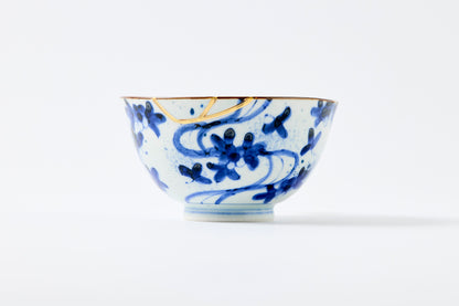 Gold Line Kosome Water Stream  Rice Bowl Imari Porcelain