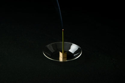 Brass Cube Incense Holder with Glass Plate