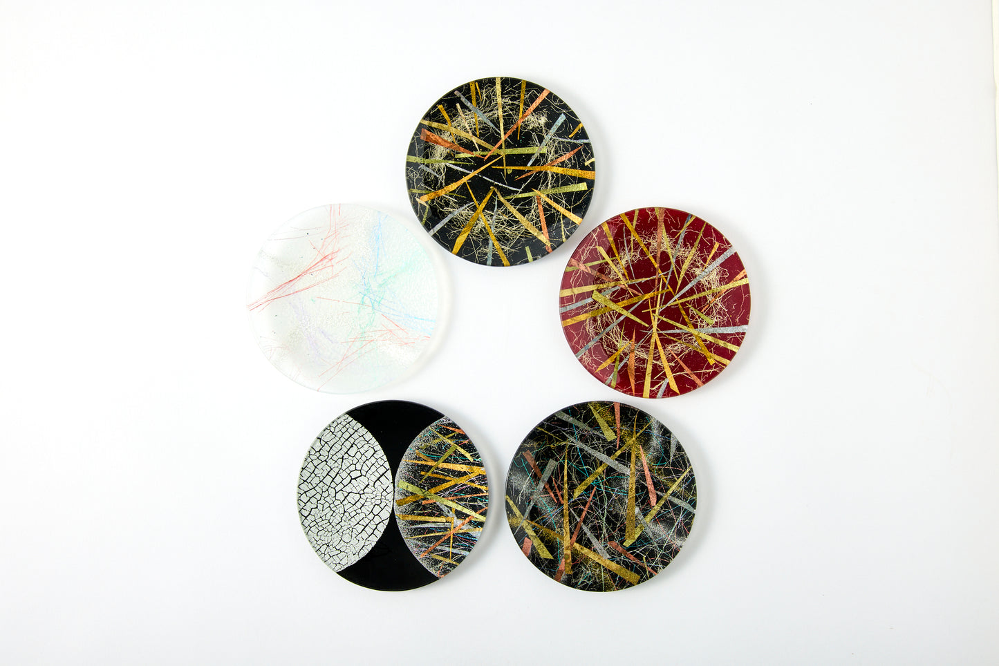 Cut Gold Leaf Glass Nanairo Hantoumei "七彩半透明" Round Plate