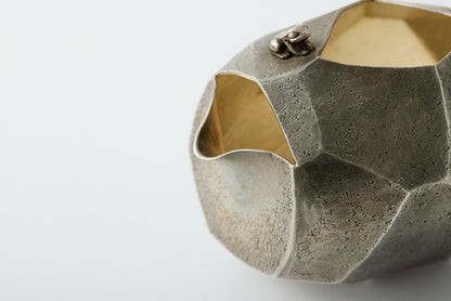 Pure Silver/Gold Bamboo-Shaped Sake Pitcher and Cup Set