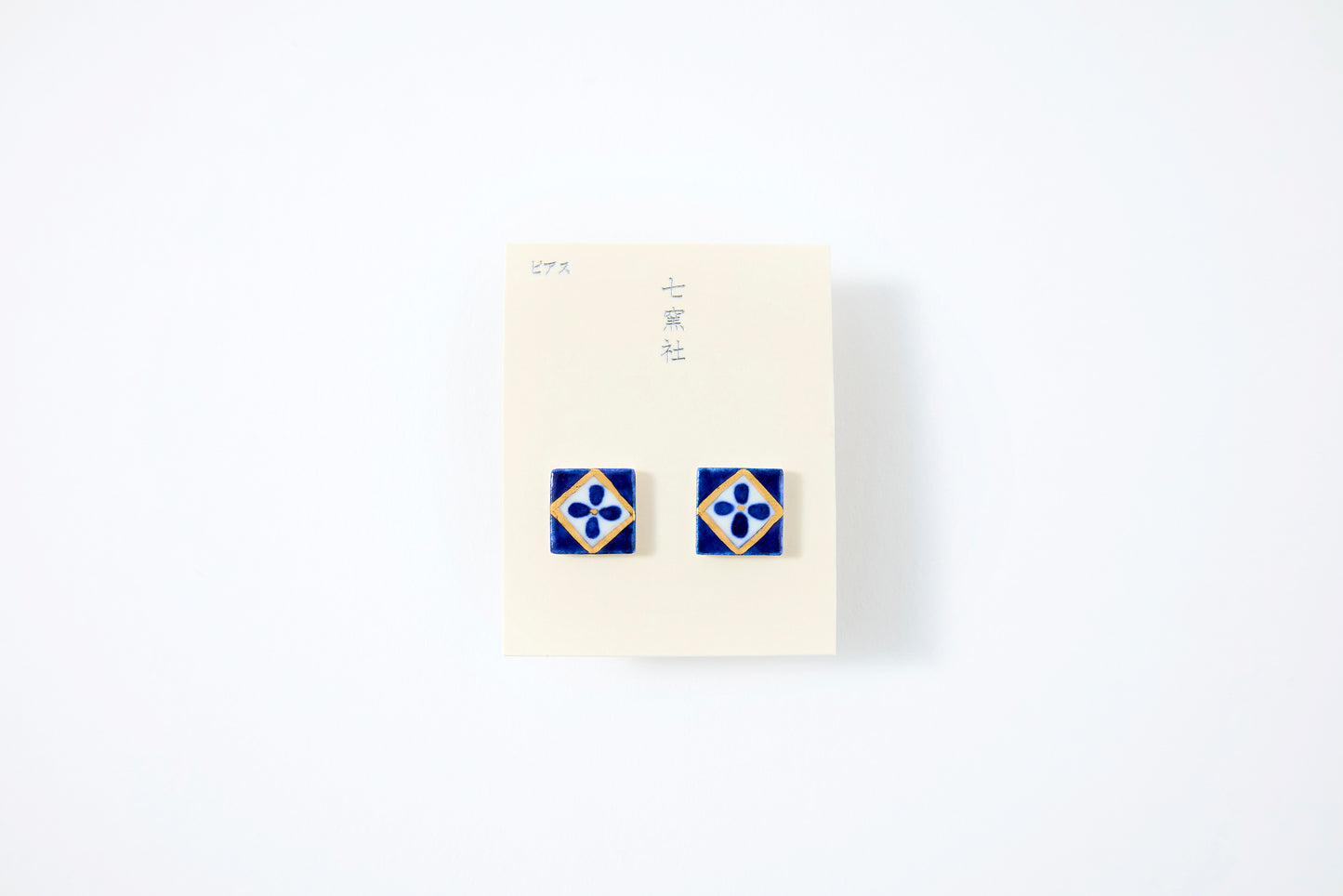 Hand-Painted Mini Tile Grass Flower Pattern Earrings