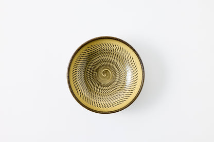FD Yellow Glaze Tobikanna Round Flat Bowl Hasami Porcelain