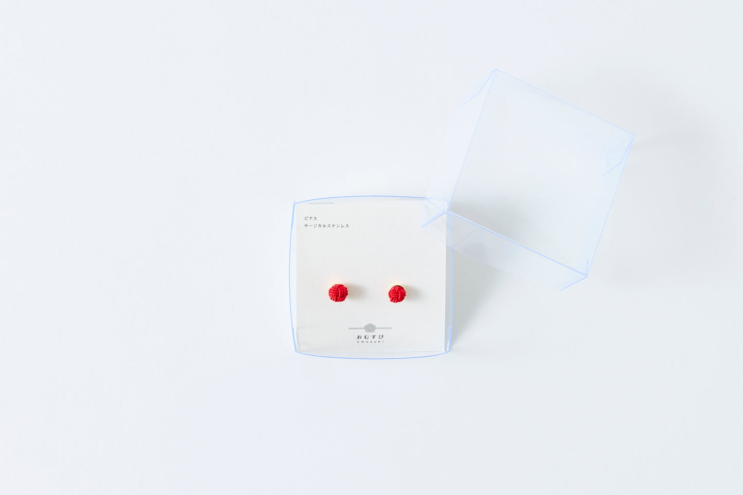 Musubi-dama | Post Pierced Earrings - Red