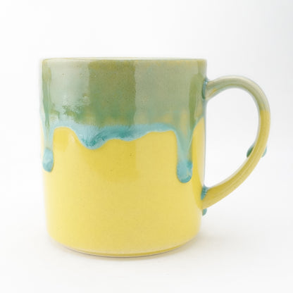 FD Green Rim Drip on Yellow Tall Mug Hasami Porcelain