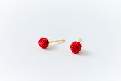 Musubi-dama | Post Pierced Earrings - Red