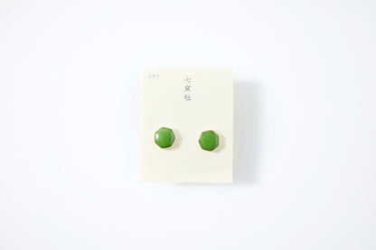 Sprout Green Heptagon Earrings