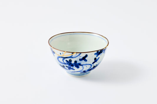 Gold Line Kosome Water Stream  Rice Bowl Imari Porcelain