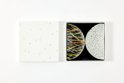 Minamo Moon – Hongin Ice Crack Kawari – Yakihaku on Black – Square Plate