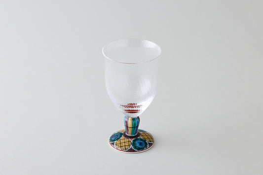 Free Glass Large (Diagonal Cut) - Ko-Kutani Circle Motif