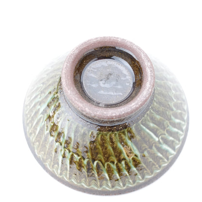 FD Green Glaze Bold Double Brush Stroke Rice Bowl Hasami Porcelain