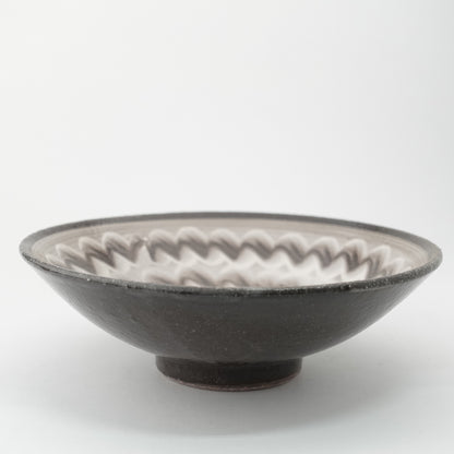 FD White Glaze Ripple Mehagi 5.5-inch Flat Bowl Hasami Porcelain