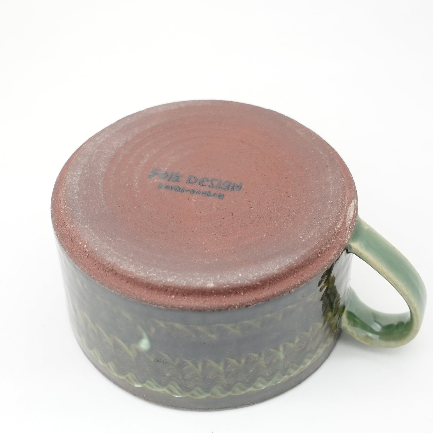 FD Green Glaze Bold Double Brush Stroke Soup Mug Hasami Porcelain