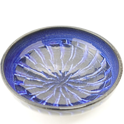 FD Blue Glaze Brush Round Flat Bowl Hasami Porcelain