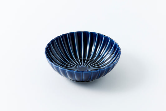 Deep Round Bowl Eggplant Navy Blue Large