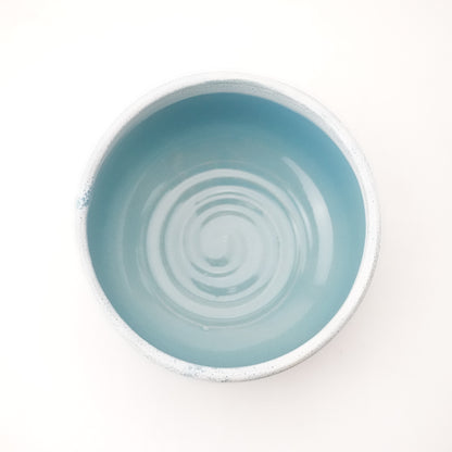 FD Blue Glaze and White Karatsu Drip Nodate Matcha Bowl Hasami Porcelain