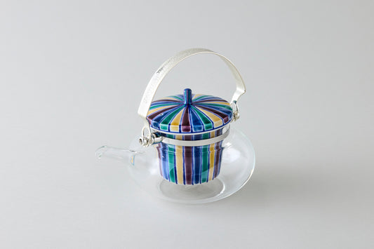 Kutani Glass Teapot - Iroe Tokusa Motif Blue