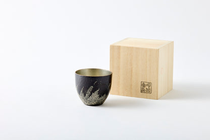Sake Cup – Polished Tin / Splashing Waves