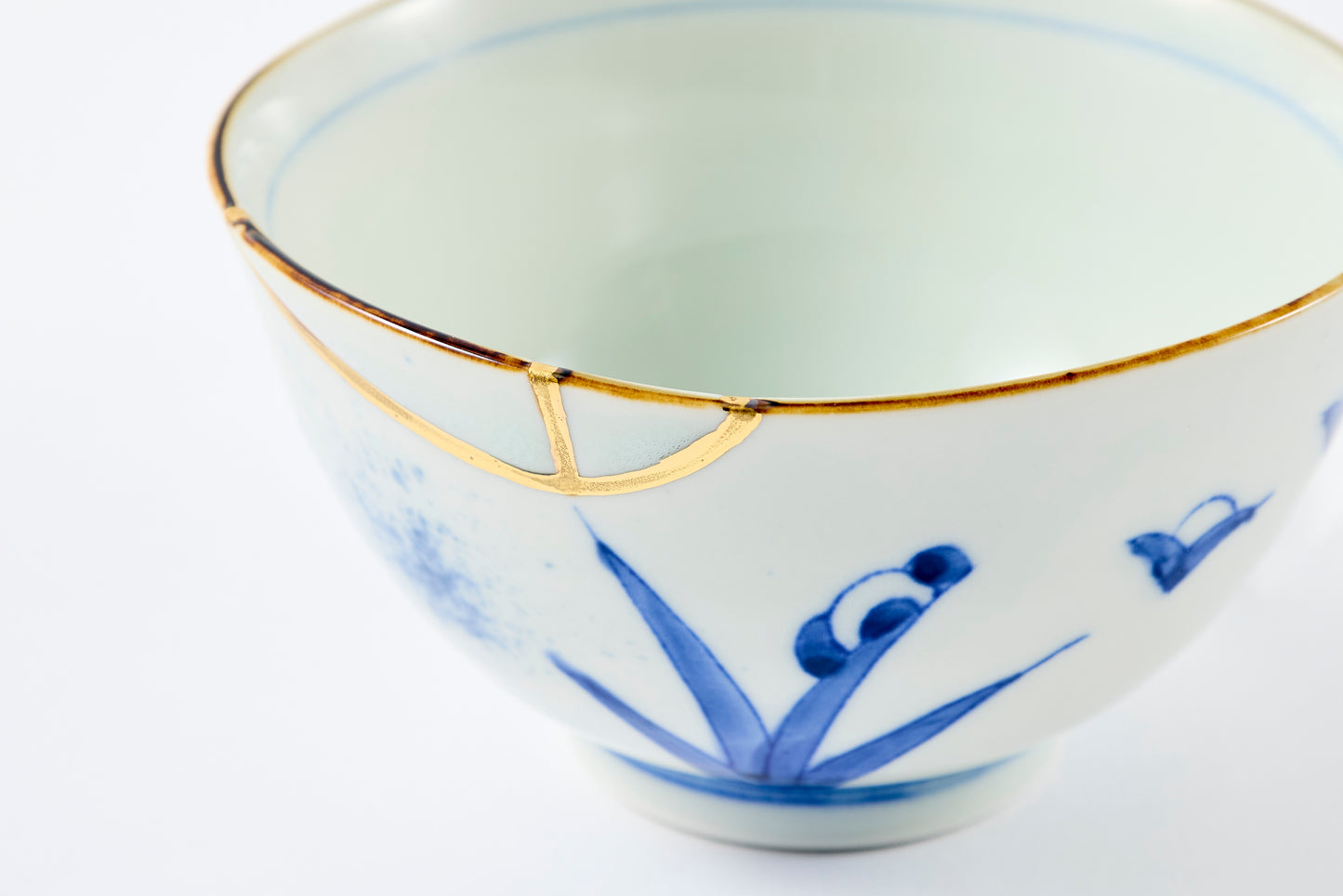 Gold Line Kosome Floral Garland Rice Bowl Imari Porcelain